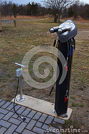 Bicycle tools at repair station Editorial Stock Photo